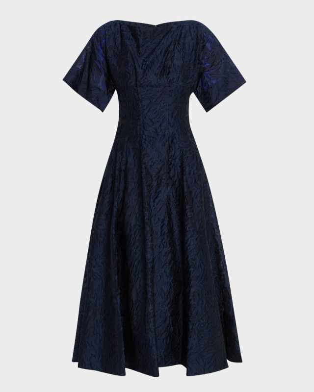 Rosalie Pleated Fil Coupe Midi Dress